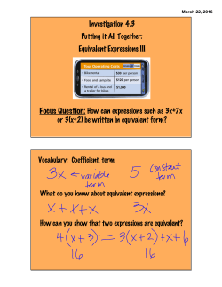 Investigation 4.3 Putting it All Together: Equivalent Expressions III