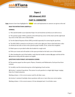 Paper-2 JEE Advanced, 2015 PART II: CHEMISTRY