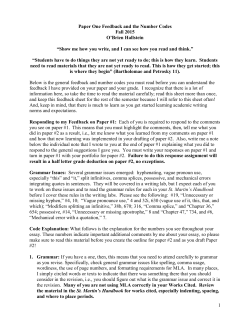 Paper One Feedback and The Number Codes