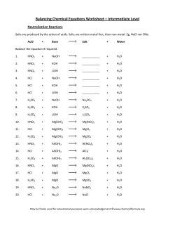Balancing Chemical Equations Worksheet