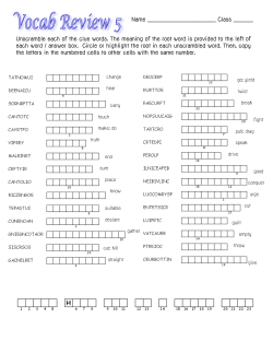 Name Class ______ Unscramble each of the clue words. The