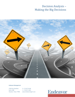 Decision Analysis &ndash; Making the Big Decisions