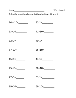 Name___________________________ Worksheet 1 Solve the