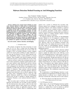 Malware Detection Method Focusing on Anti-Debugging