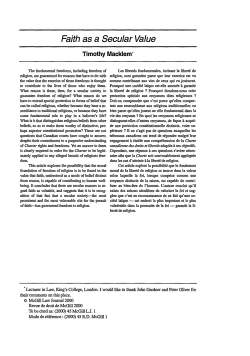 Faith as a Secular Value