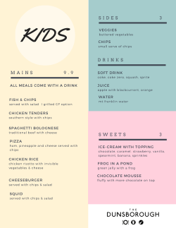 M A I N S 9 . 9 S I D E S 3 S W E E T S 3 D R I N K S