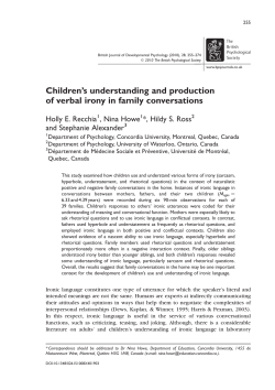 Children`s understanding and production of verbal irony in family