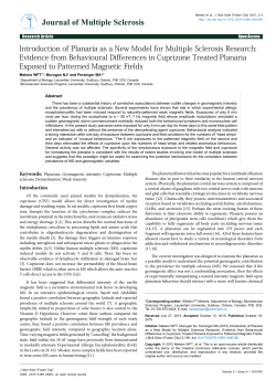 Introduction of Planaria as a New Model for Multiple Sclerosis