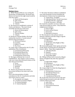 Multiple Choice 1. While Thomas Jefferson was writing the