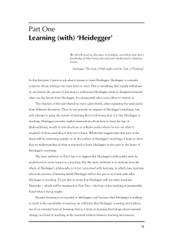 Part One Learning (with) `Heidegger`