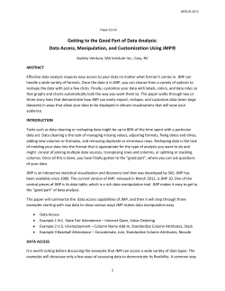 Data Access, Manipulation, and Customization Using JMP