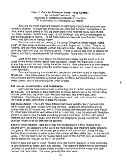 Use Of Bats To Enhance Insect Pest Control