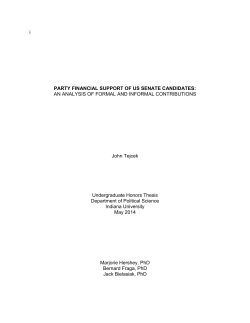 i PARTY FINANCIAL SUPPORT OF US SENATE CANDIDATES: AN