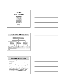 Ionic Compounds Chapter 5 Classification of Compounds Chemical