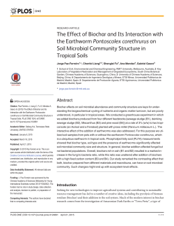 The Effect of Biochar and Its Interaction with the Earthworm