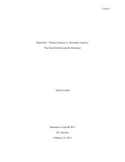 Paper One &ndash; Primary Sources vs. Secondary Sources: The Final