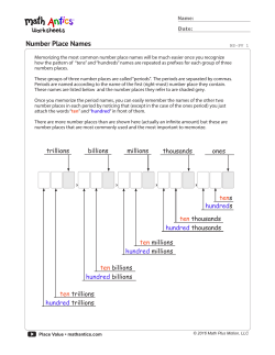 Number Place Names
