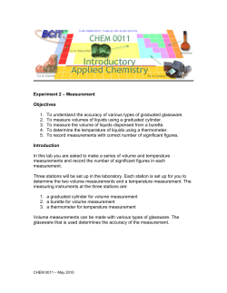 Experiment 2 – Measurement Objectives 1. To understand the