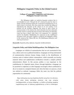 Philippine Linguistic Policy in the Global Context