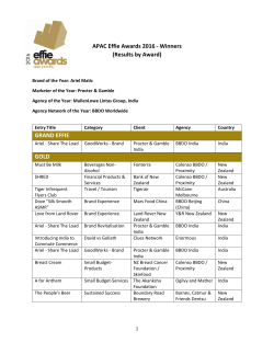 APAC Effie Awards 2016 - Winners