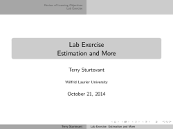 Lab Exercise - Estimation and More