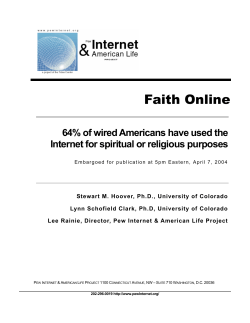 Faith Online - Pew Internet