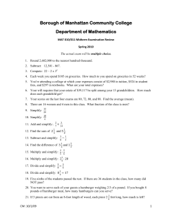Borough of Manhattan Community College Department of