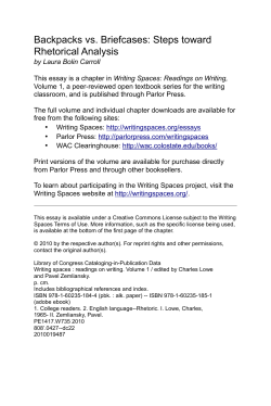 Carroll, &ldquo;Backpacks Vs. Briefcases: Steps Toward Rhetorical Analysis&rdquo;