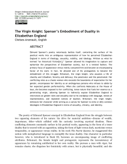 The Virgin Knight: Spenser`s Embodiment of Duality in Elizabethan