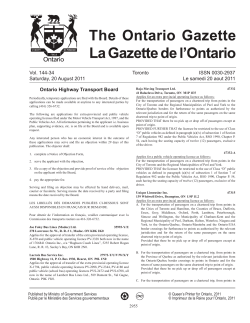 Ontario Gazette Volume 144 Issue 34, La Gazette de l