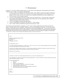 F-1 Reinstatement - Minnesota State University, Mankato