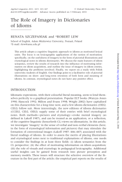 The Role of Imagery in Dictionaries of Idioms