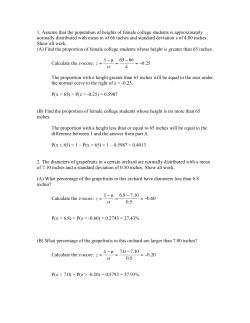1. Assume that the population of heights of female