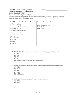Chem 101B Exam 1 Study Questions Name: Chapters 10(partial