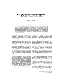 Lexical Access during Sentence Comprehension (Re)Consideration