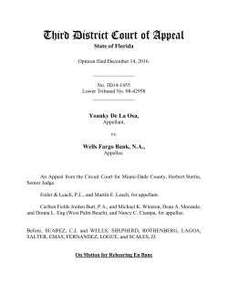 De La Osa v. Wells Fargo Bank, NA