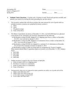 Exam 3, Chapters 8-9 Spring 2011 Section