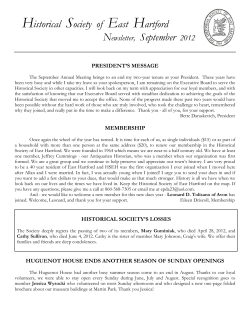 Sep 2012 - Historical Society of East Hartford