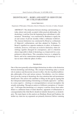 deontology &ndash; born and kept in servitude by utilitarianism1