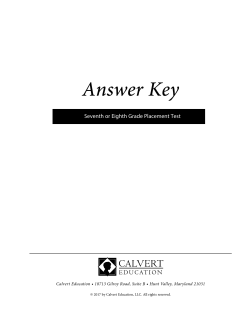 Answer Key - Calvert Education