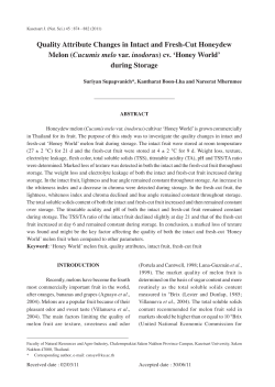 Quality Attribute Changes in Intact and Fresh