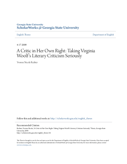 A Critic in Her Own Right: Taking Virginia Woolf`s Literary Criticism