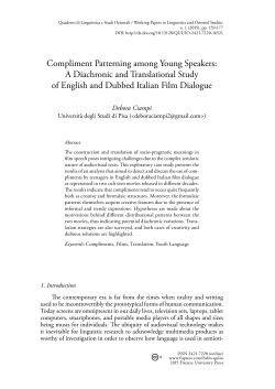 Compliment Patterning among Young Speakers: A