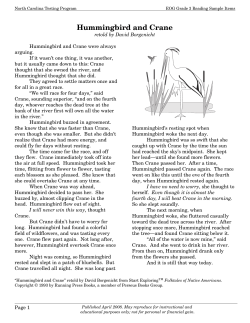 Hummingbird and Crane - North Carolina Public Schools