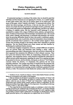 Choice, Dependence, and the Reinvigoration of the Traditional Family