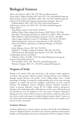 Biological Sciences - College Catalog