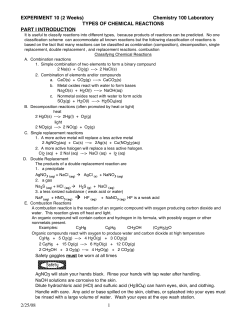 Chem 100 lab 9 types of RXNs