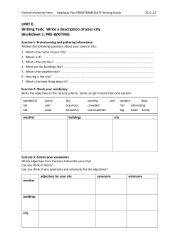 UNIT 6 Writing Task: Write a description of your city Worksheet 1