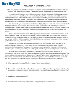 McCulloch v. Maryland (1819)