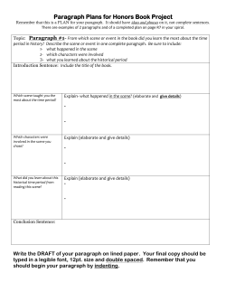 Paragraph Plans for Honors Book Project